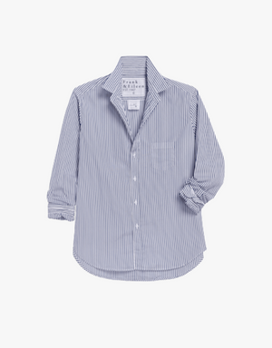 Frank & Eileen "Eileen" Relaxed Button-up Shirt in White & Navy Stripe (Italian Cotton)