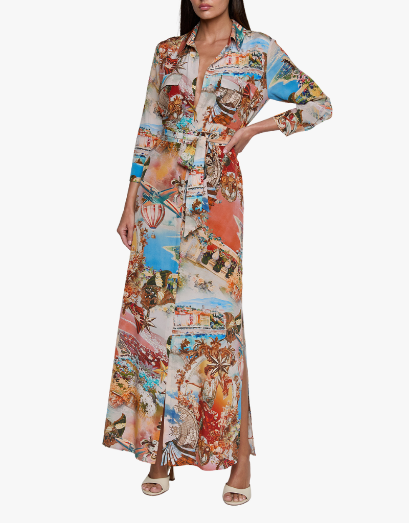 L'agence Cameron Long Shirt in Multi Large Collage