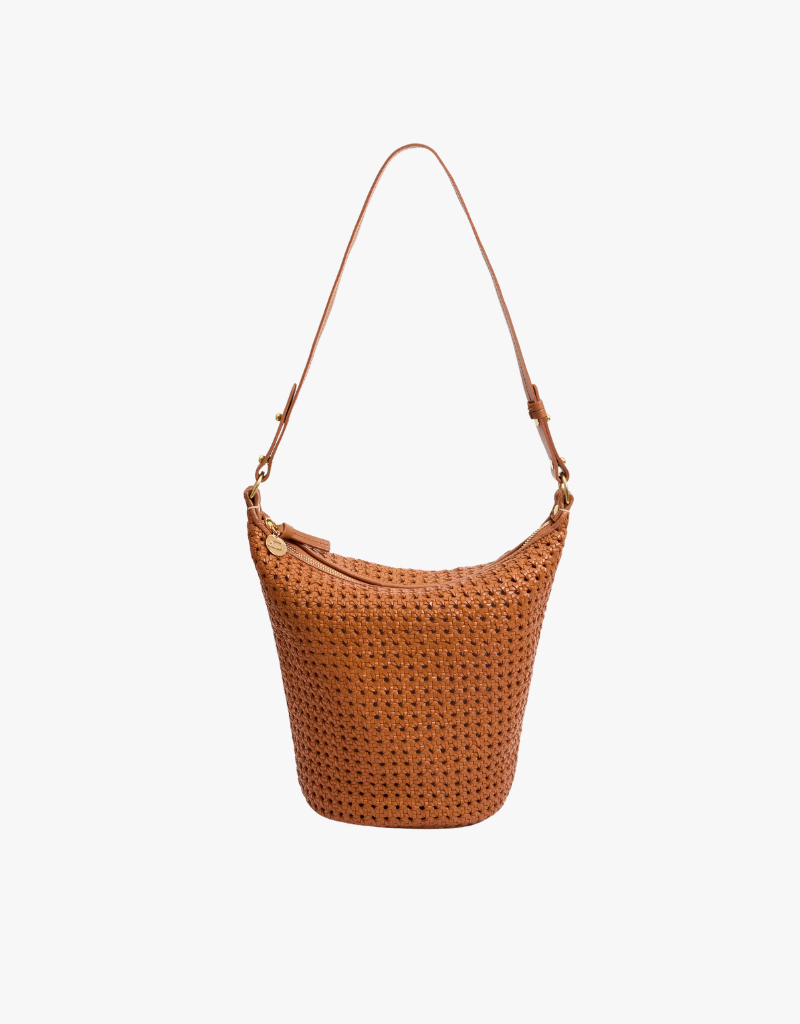 Clare V Petit Jeanne Bucket Bag in Tan Rattan
