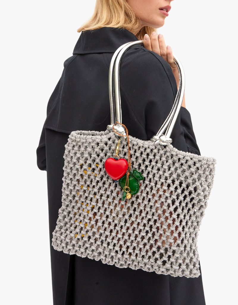 Clare V. Sandy Beach Bag in Silver