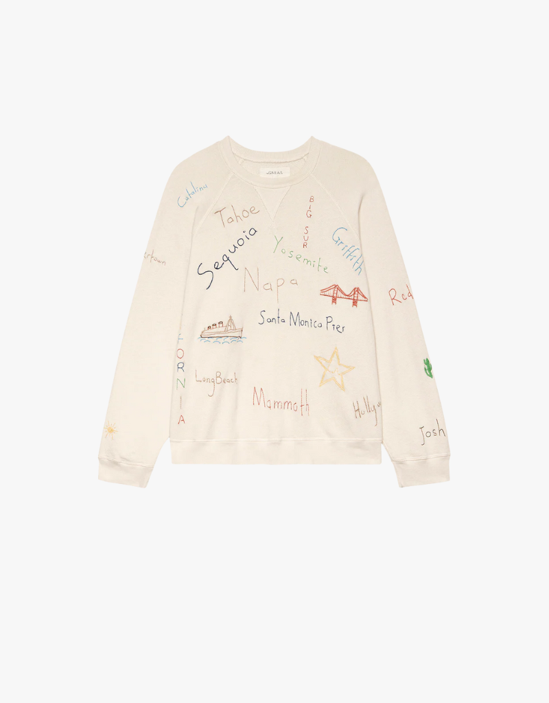 The Great The Slouch Sweatshirt w/ Golden State Embroidery in Washed White
