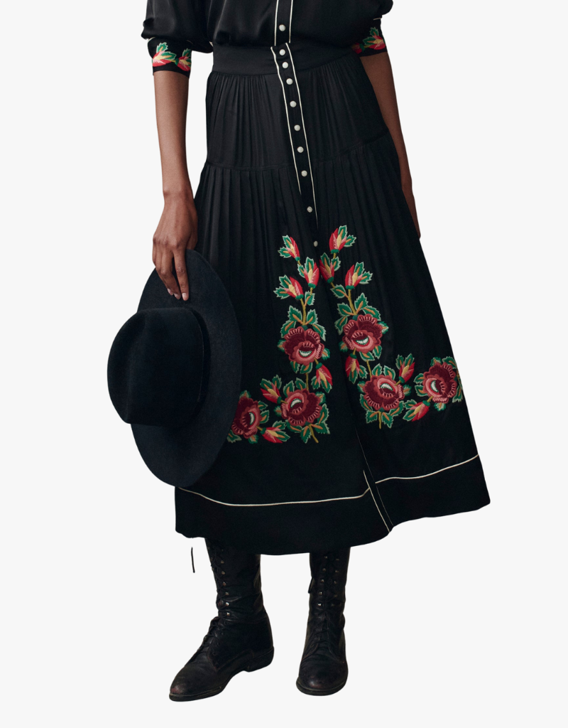 The Great The Heirloom Rose Highland Skirt in Black