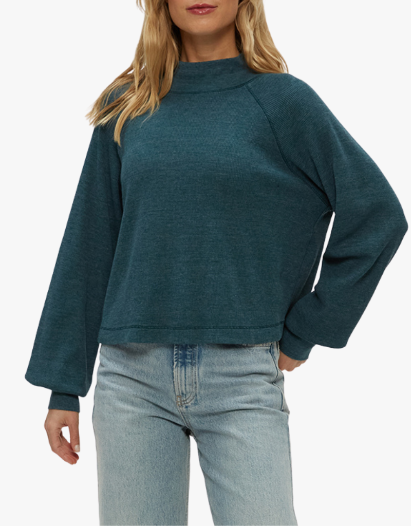 Michael Stars Norma Mock Neck Pullover Sweater in Rainforest