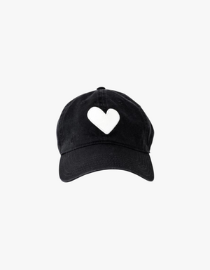 Kerri Rosenthal Baseball Hat Heart Patch in Black & White
