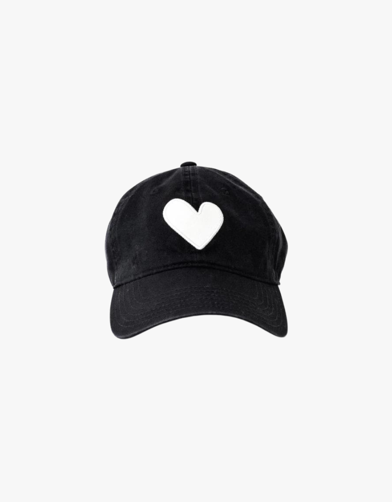 Kerri Rosenthal Baseball Hat Heart Patch in Black & White