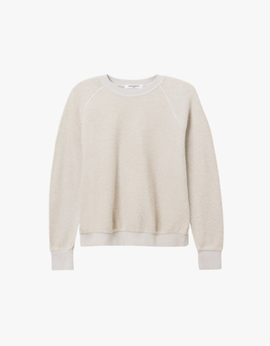 Perfect White Tee Inside Ziggy Out Fleece Long Sleeve Skrunken Crewneck Sweatshirt in Silver