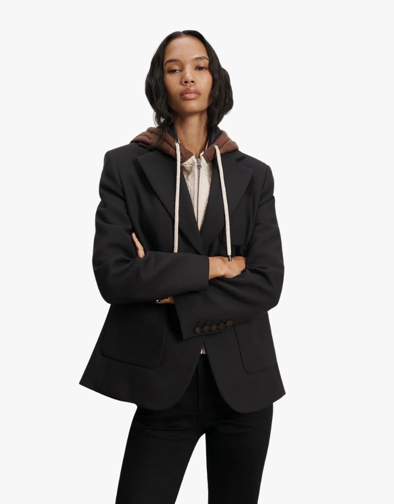 Veronica Beard Orine Hoodie Dickey in Mocha & Heathered Sand