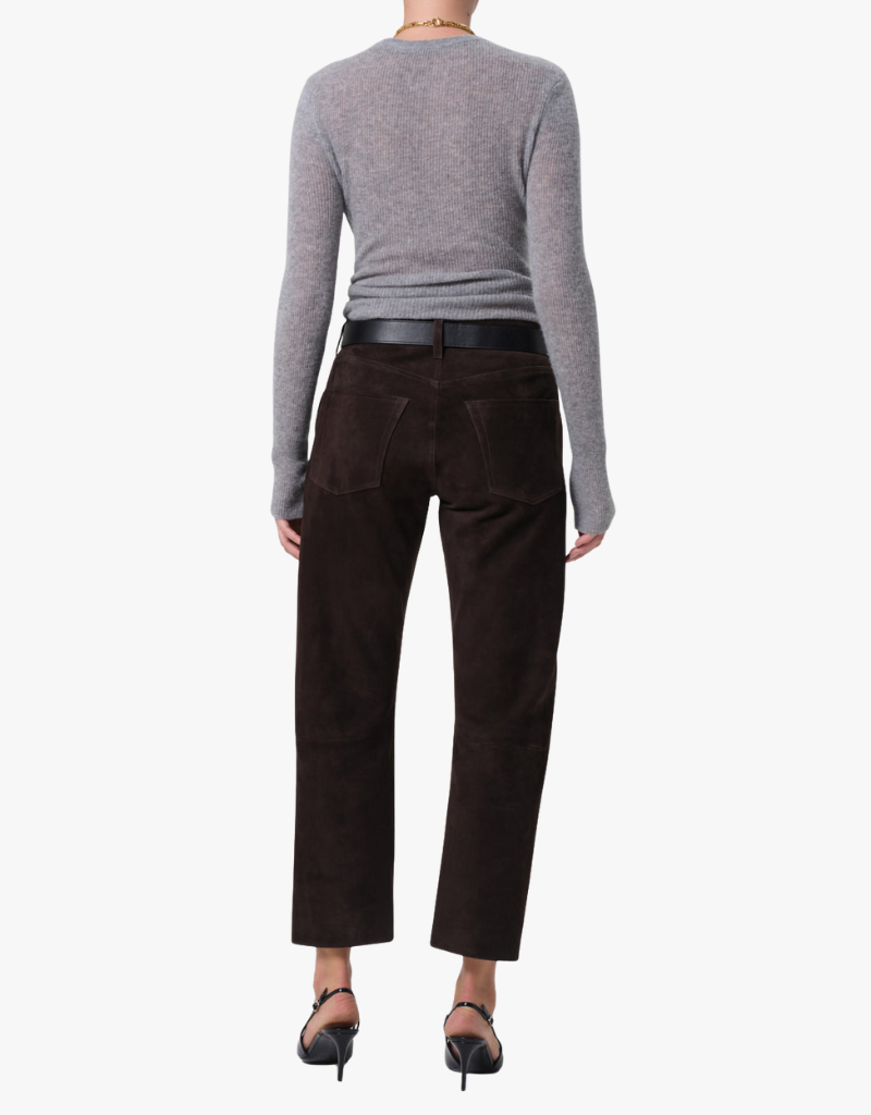 Citizens of Humanity Winslow Boyfriend Suede Pants in Chocolate