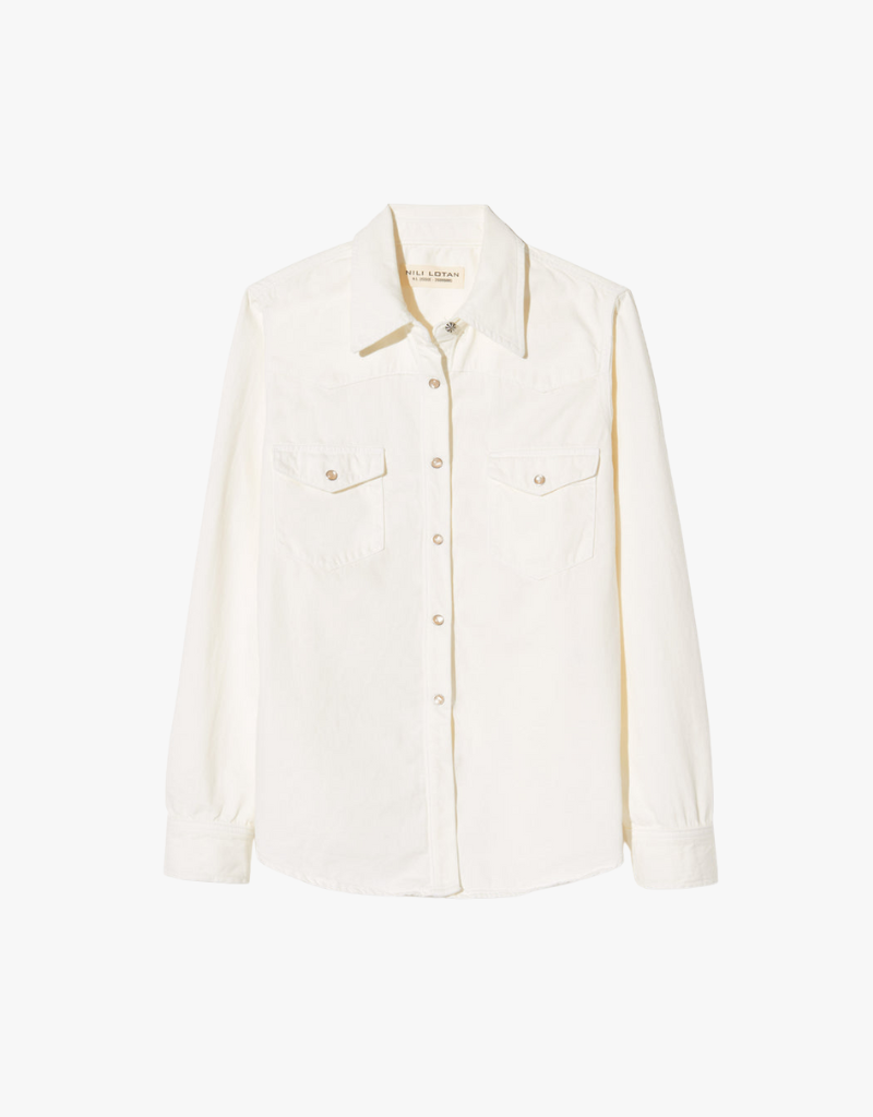 Nili Lotan Travis Shirt in Cream