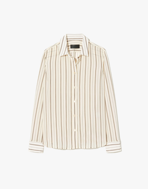 Nili Lotan Gaia Slim Shirt in Brandy Stripe