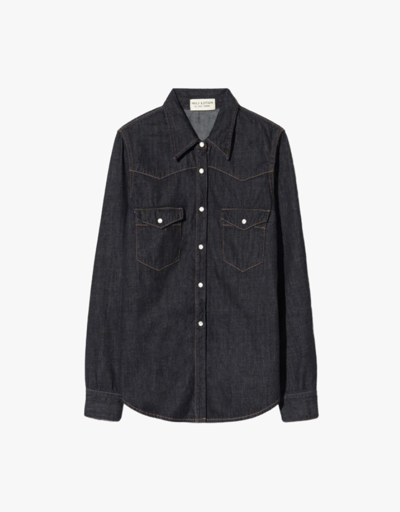Nili Lotan Travis Shirt in Indigo Rinse