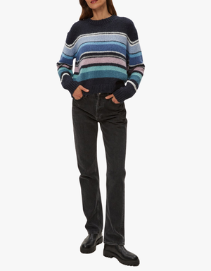 Michael Stars Aura Striped Crew Pullover in Nocturnal Combo