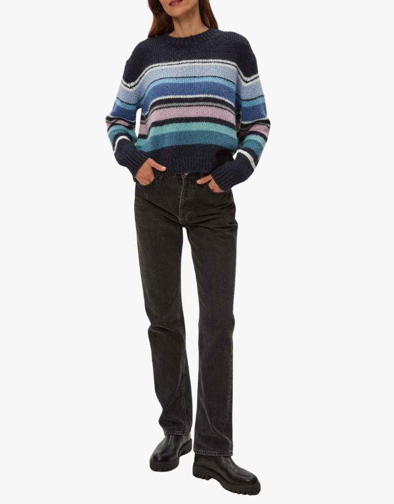 Michael Stars Aura Striped Crew Pullover in Nocturnal Combo
