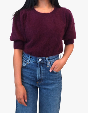 Estheme Evelyn Puff Short Sleeve Sweater in Soja Sauce