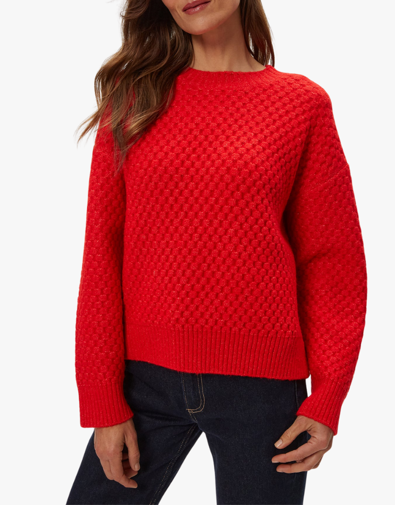 Michael Stars Sophia Honeycomb Stitch Sweater in Poppy