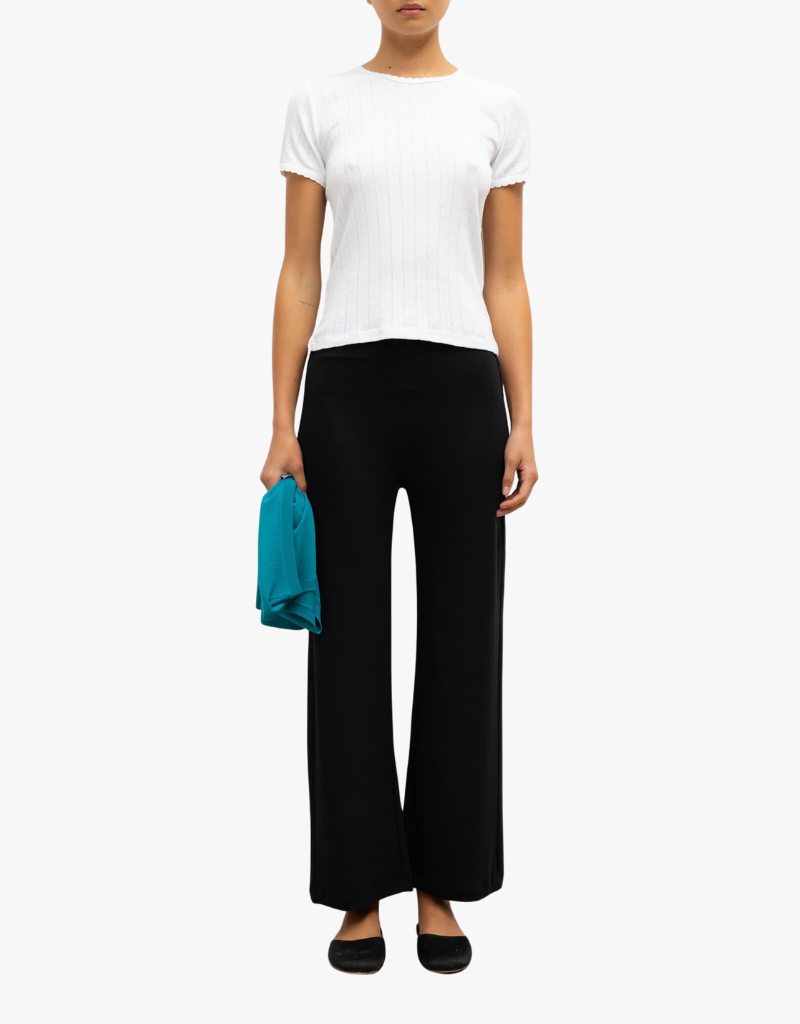 Leset Pointelle Slim Fit Tee in White