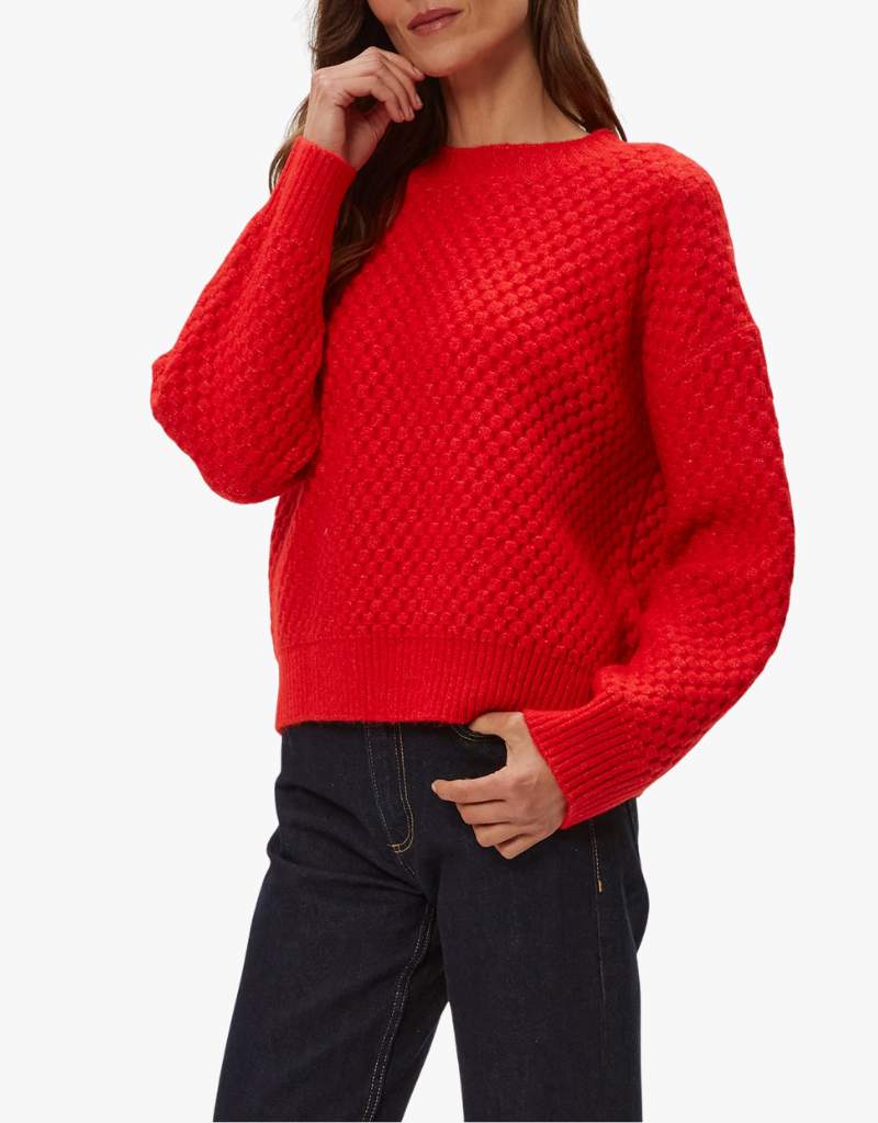 Michael Stars Sophia Honeycomb Stitch Sweater in Poppy