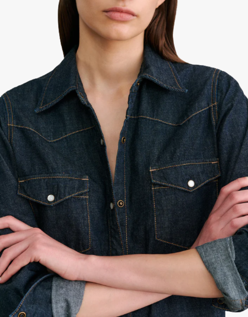 Nili Lotan Travis Shirt in Indigo Rinse