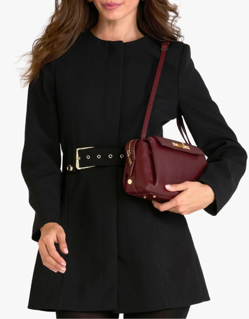 Hammitt Charlotte Flap Medium in Cherrywood Pebble & Brushed Gold