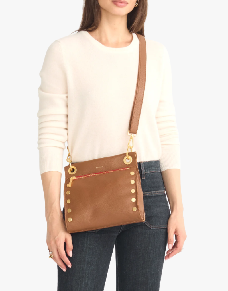 Hammitt Tony Medium Crossbody Bag in Mahogany Pebble & Brushed Gold