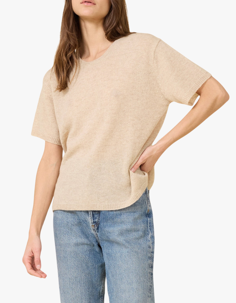 One Grey Day Sloane Cashmere Tshirt in Oatmeal