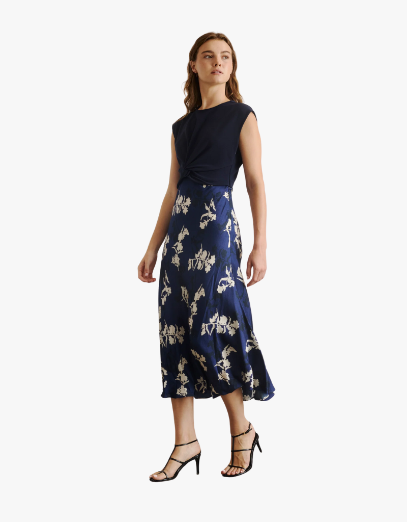 Tanya Taylor Rosabeth Dress in Maritime Blue & Cream Multi