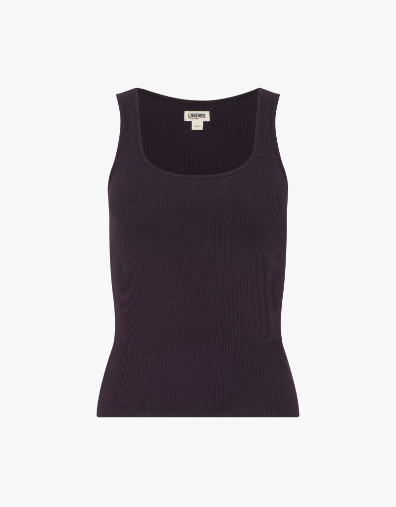 L'agence Adira Scoop Neck Tank in Dark Malbec