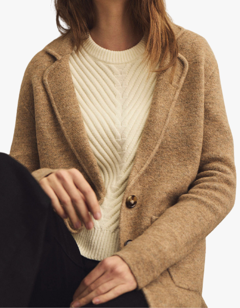 Michael Stars Diana Sweater Blazer in Dark Oatmeal
