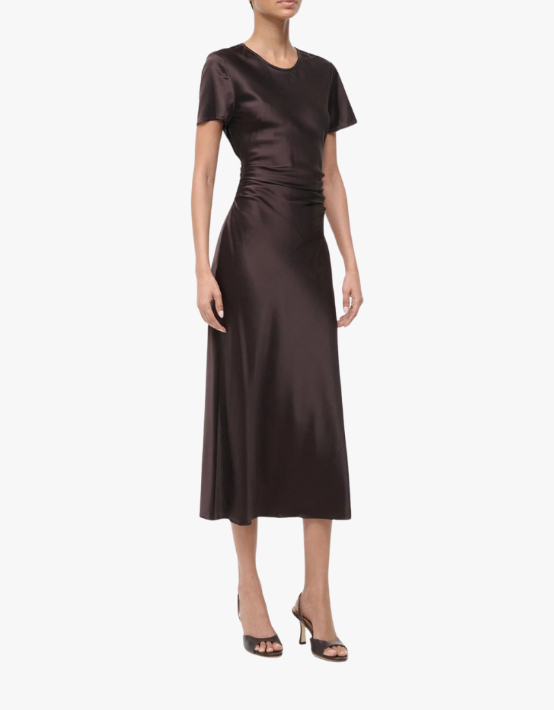 Staud Marcel Silk Dress in Earth