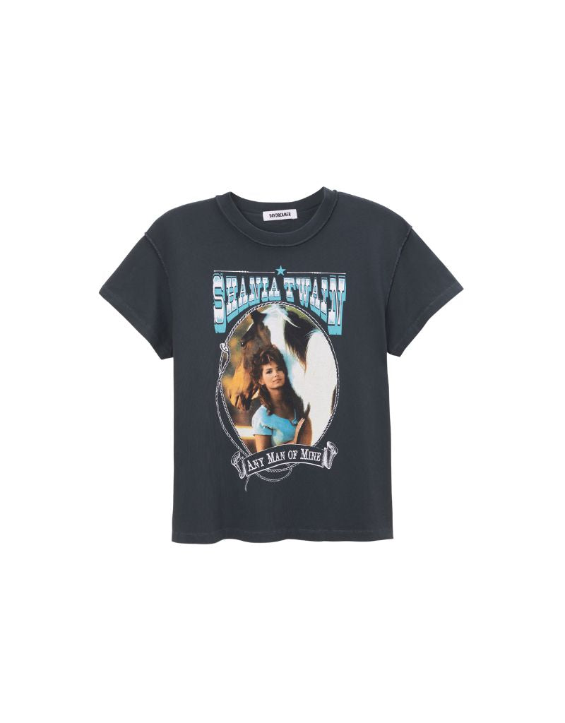 Daydreamer Shania Twain Any Man Of Mine Reverse Tour Tee in Vintage Black