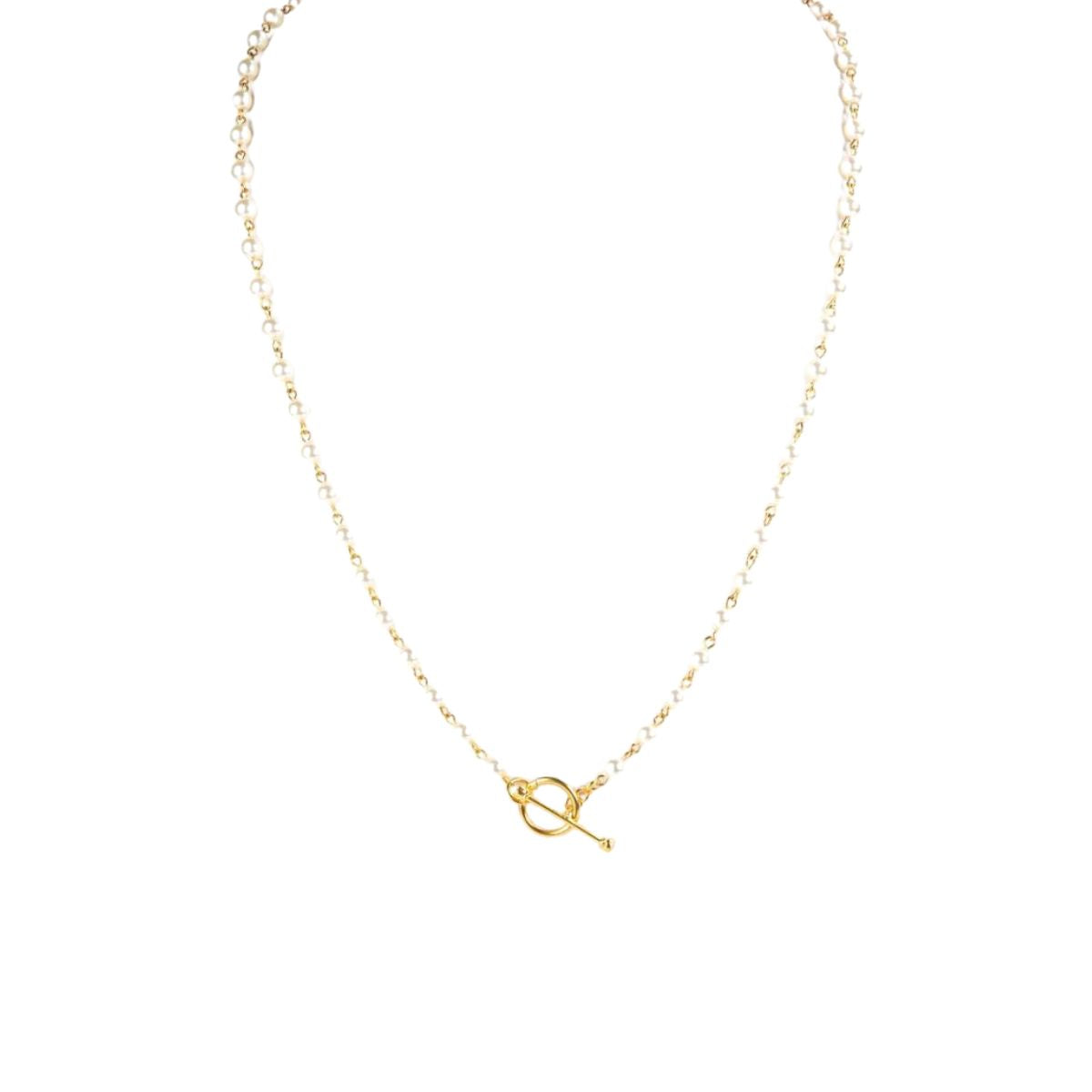 VSA Designs Delfina Pearl Necklace in Gold