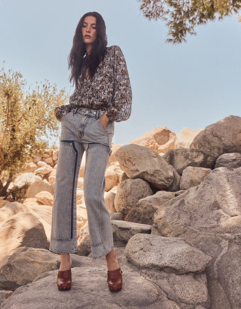 Veronica Beard Linds Silk Blouse in Lake Mist Multi