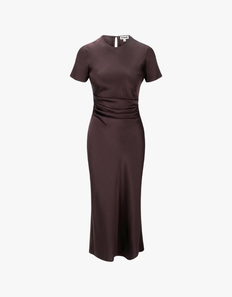 Staud Marcel Silk Dress in Earth