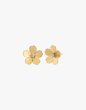 EF Collection Gold Jumbo Cherry Blossom Stud Earrings in 14k Yellow Gold