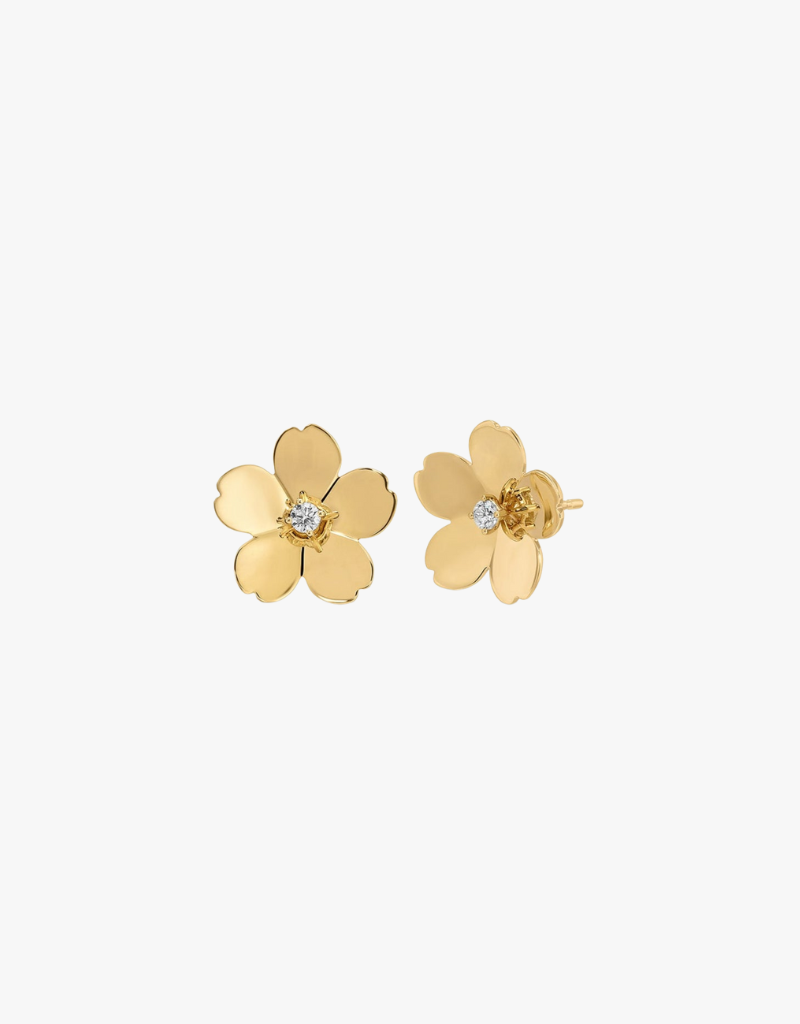 EF Collection Gold Jumbo Cherry Blossom Stud Earrings in 14k Yellow Gold