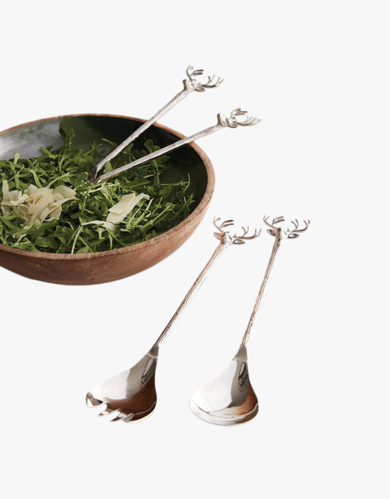 Santa Barbara Stag Salad Serving Set (2-Piece) in Silver