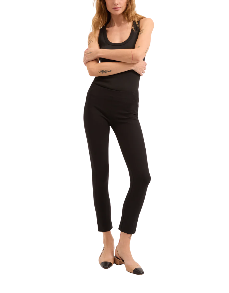 Veronica Beard Zip Back Scuba Slim-Fit Pants in Black