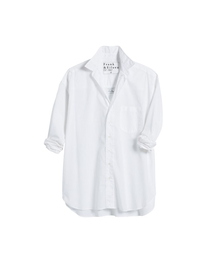 Frank & Eileen Shirley Oversized Button-Up Shirt in White on White Stripe
