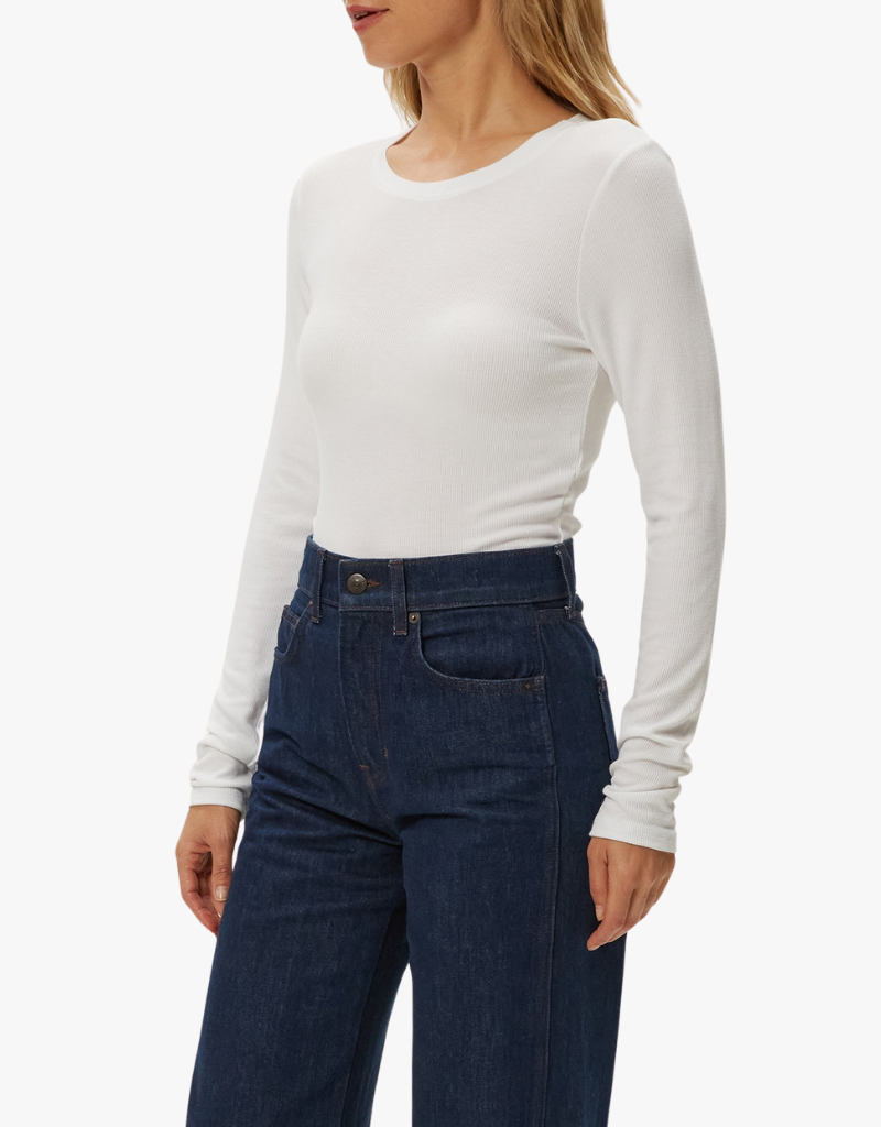 Michael Stars Finn Cropped Crew Neck in White