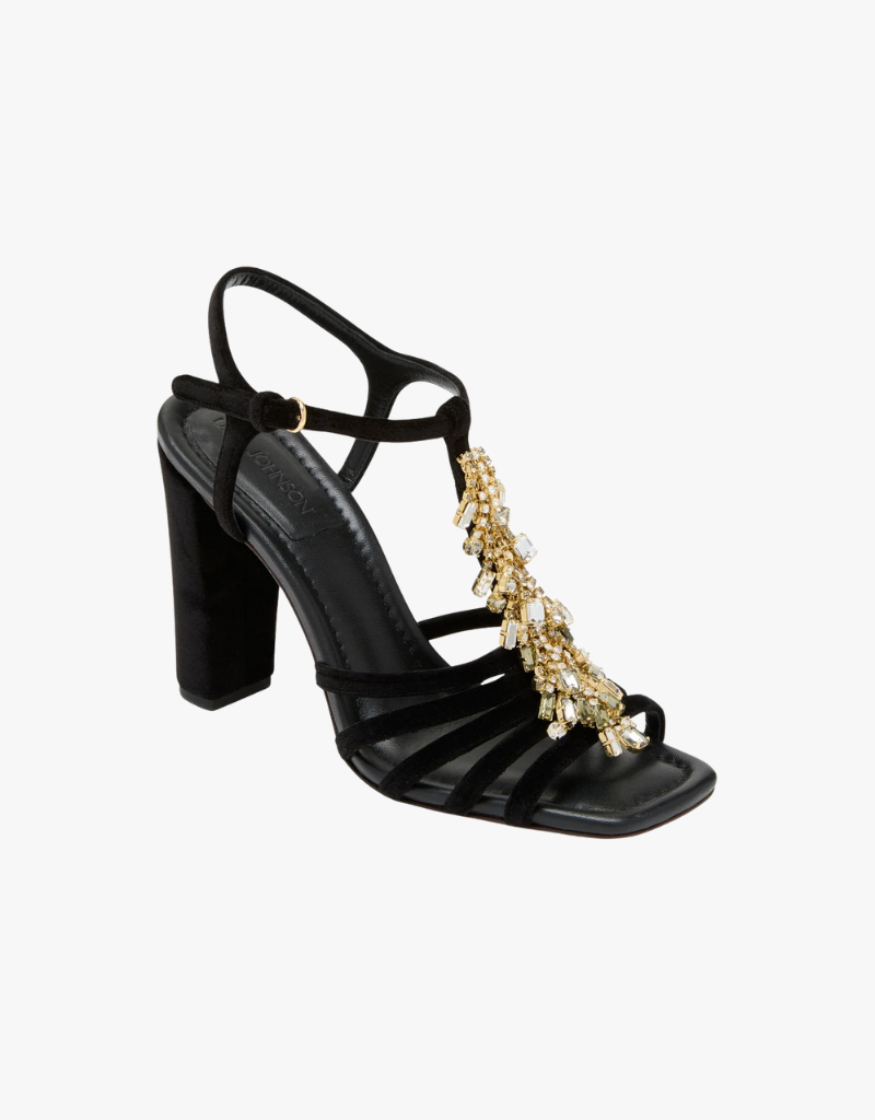 Ulla Johnson Bianca Crystal T-Strap High Heel in Black