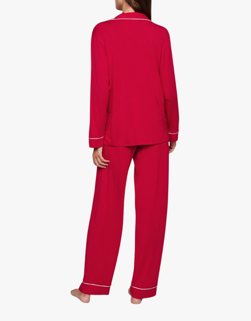 Eberjey The Long PJ Set in Holly Red & Ivory