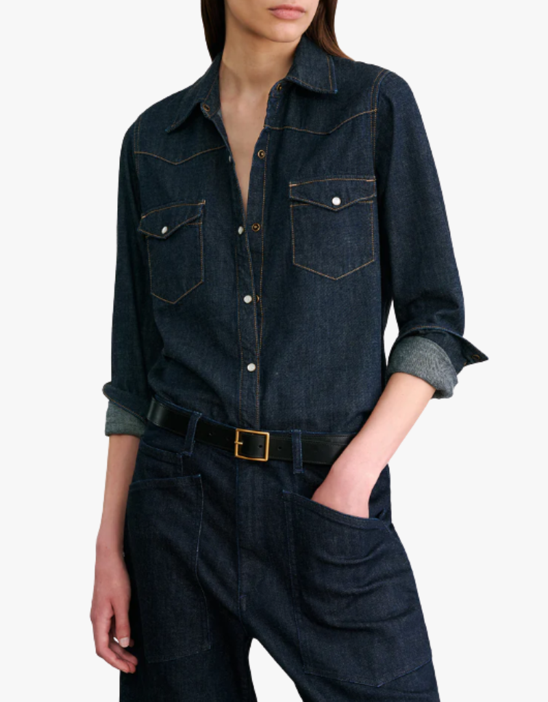 Nili Lotan Travis Shirt in Indigo Rinse