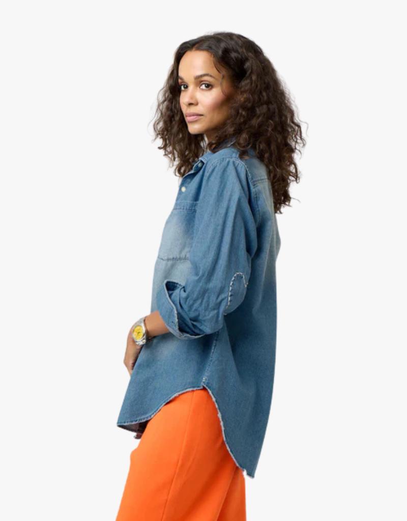 Kerri Rosenthal Denim Shirt Lightweight in True Denim