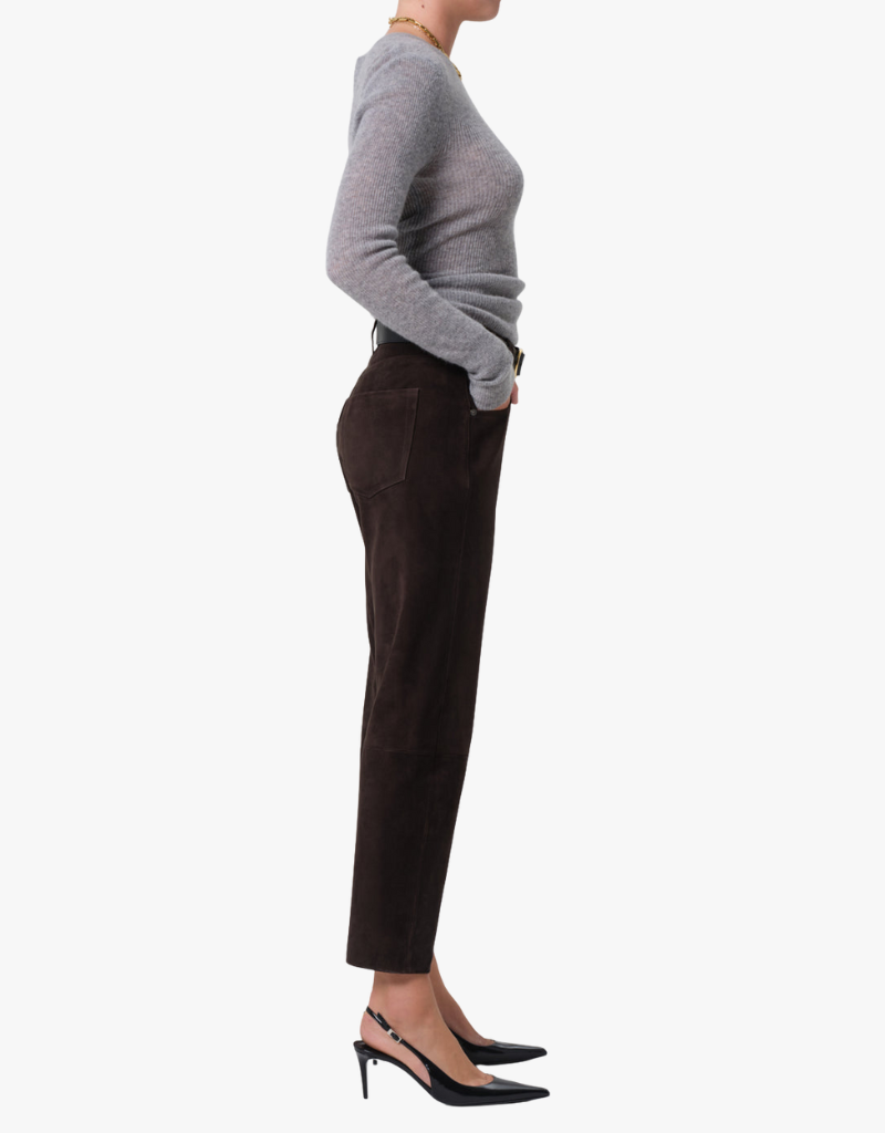 Citizens of Humanity Winslow Boyfriend Suede Pants in Chocolate