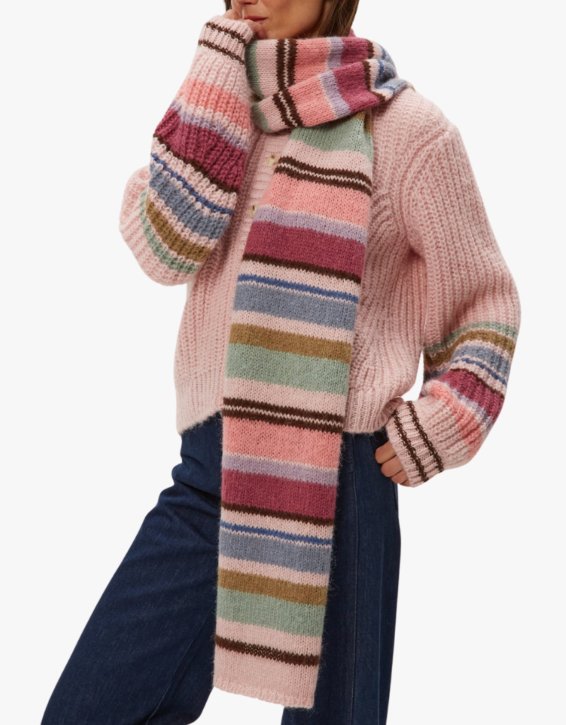 Michael Stars Striped Scarf in Pink Combo
