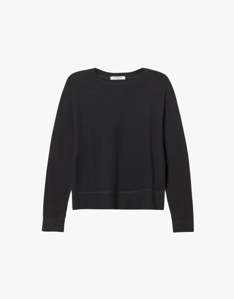 Perfect White Tee Selma Brushed Sweater Jersey Pullover in True Black