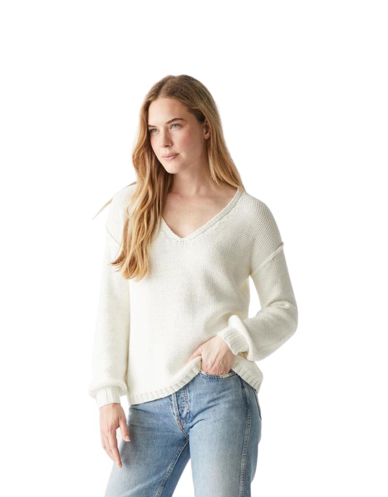 Michael Stars Kendra Relaxed V-Neck Sweater in Ivory