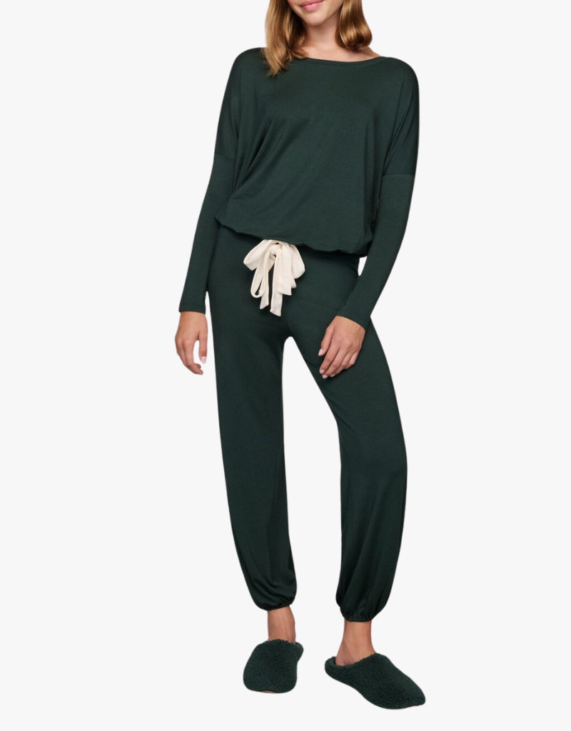 Eberjey Gisele Slouchy Set in Pine & Ivory