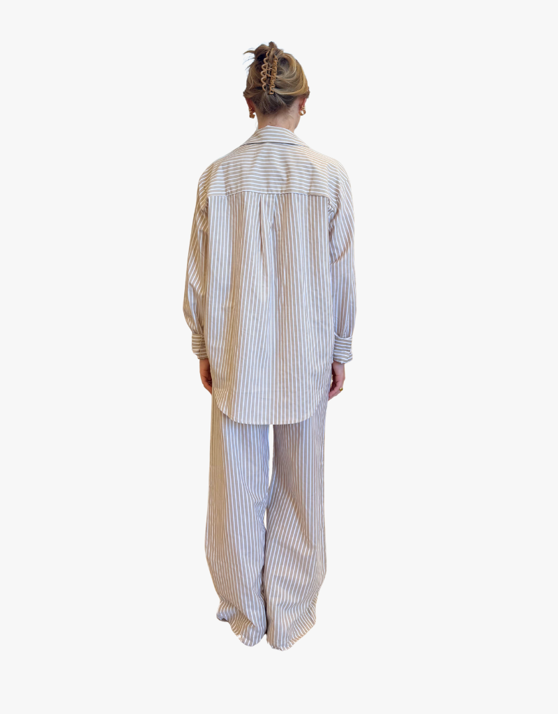 Michael Stars Elasticated Wide Leg Pant in Khaki