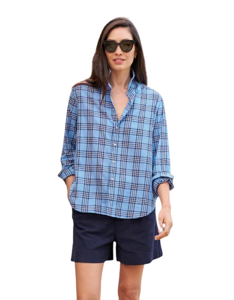 Frank & Eileen "Eileen" Relaxed Button Up Shirt in Blue & Navy Plaid (Casual Cotton)